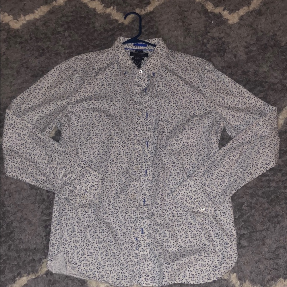 Men’s slim fit denim & flower XL button down